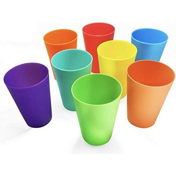 Tutuviw Plastic Tumblers Plastic Cups Set of 12 Color Cups Multicolors Indoor Outdoor Cups（12 Color random 5.6oz）