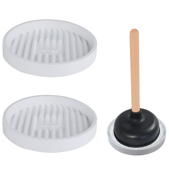 Tutuviw Plunger Tray White, Toilet Plunger Holder, Plunger Mat, Plunger Tray Air Drying Mat for Bathroom Plunger Accessories, Plunger Holder Catches Drips & Dries Quickly - White, 2Pcs