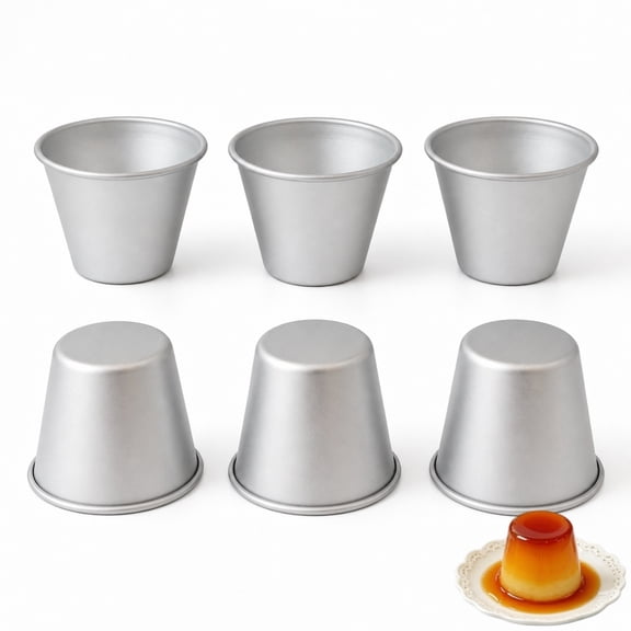 Tutuviw Popover Pans 6 Pcs Aluminium Pudding Cup Small Muffin Mold Deep Round Pudding Mold for Cooking, 6 Pcs