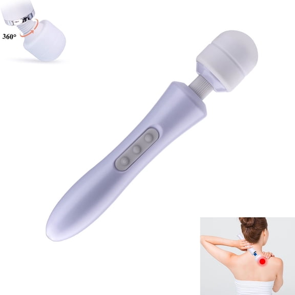 Tutuviw Powerful Massager Back Vibrating Massage, Handheld Electric Massager Wand Portable 20 Speeds Vibrator Personal Wand Massager for Relaxation Sports, Christmas Gift, White