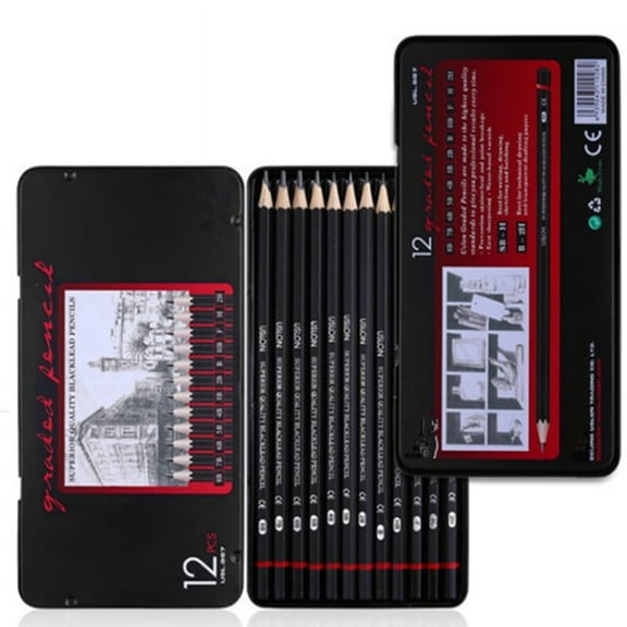 Tutuviw Professional Sketch Pencils Drawing Artist Pencils Set 12 Pcs for Landscape Drawing,Sketching,Portraits, Still-Lifes for Beginners & Artists