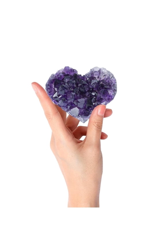 Purple Amethyst Crystals,1.5-1.9in Natural Heart Geode Stone, Amazing Spiritual Healing Amethyst Crystal Cluster Energy Stone Decoration Reiki Stone for Room Decor,Healing Stones