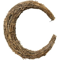 Tutuviw Rattan Crescent Moon Shaped Wreath Grapevine Wreath 11.8in Natural Rattan Wreath Vine Branch Wreath Garland Floral Hoop Ring Wooden Half Moon Decor for DIY Crafts Christmas