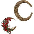 thumbnail image 1 of Tutuviw Rattan Wreath Hanging Moon Grapevine Wreath Vine Dried Branch Wreath Wicker Rattan Wreath Garland DIY Crafts Moon Shape Wreath Hoop Vine Branch for Christmas Party Home Decor, 1 of 7