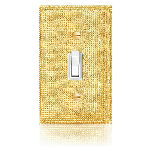 Tutuviw Rhinestone Light Switch Cover Colored Bling Light Switch Cover Colorful Shiny Sparkle Bling Gold Crystal Wall Plate Cover Single Gang Toggle Wall Outlet Cover
