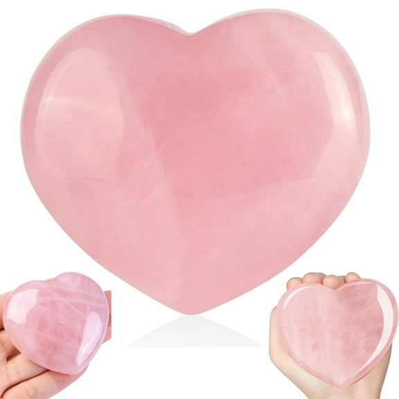 Tutuviw Rose Quartz Crystal 60 mm, Thumb Worry Stone for Anxiety, Reiki Healing Crystal, Pocket Palm Stone, Heart Shape Meditation Crystal Stone for Collection and Jewelry Making (Pink)