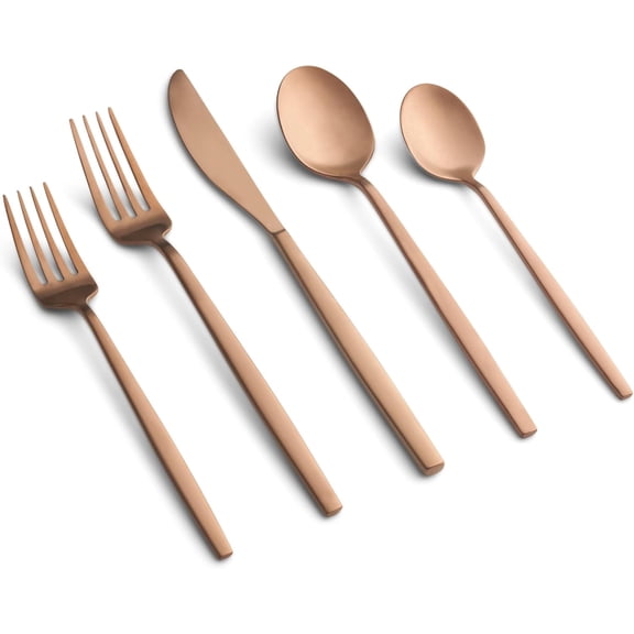 Tutuviw Rosegold Silverware Set 5 Pcs Stainless Steel Cutlery Flatware Set, Kitchen Utensil Sets Tableware With Knife Spoons And Forks Set, Gift Package for Wedding Housewarming