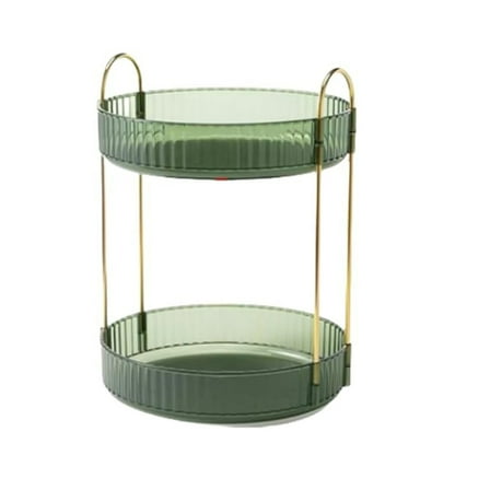 Tutuviw Rotating Bathroom Makeup Holder Rack, Large Capacity Cosmetic 306 Carousel Storage Fits Bedroom, Bathroom, Dresser Countertop (Green-2Tier)