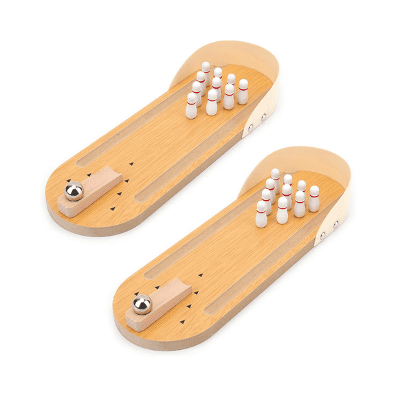 Tutuviw Set of 2 Mini Bowling, Toss Game, Wooden Desktop Tabletop Bowling Indoor Bowling Toy Classic Desk Ball Board Toy Gift