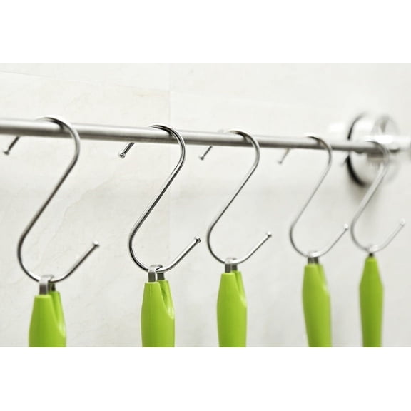 Tutuviw Set of 6 Heavy-Duty Stainless Steel S Shaped Hooks Kitchen S Type Hooks Hangers for Pans Pots Utensils Clothes Bags Towels Plants Silver