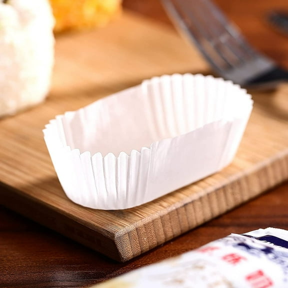 Tutuviw Set of 80 Baking Cup Cupcake Liners Elliptical Cake Paper Tray Boat Shape Paper Cups Cake Bread Baking Cup White