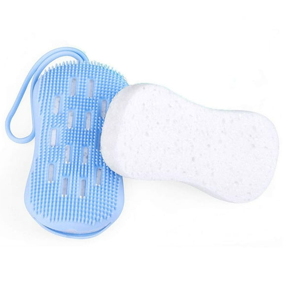 Tutuviw Silicone Scrubbers Exfoliating Silicone Body Scrubber Easy to Clean, Lathers Well, Long Lasting for everyone Shower, Skin Body Massage(Blue)