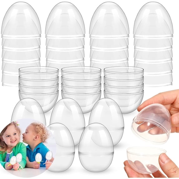 Tutuviw 20Pcs Small Translucent Fillable Easter Egg,Plastic Clear Easter Eggs, 3.5 Inch Empty Eggs Bulk for Easter Theme Party Favor Basket Stuffers,Bulk Easter Toy for Filling Candy,Party Favor