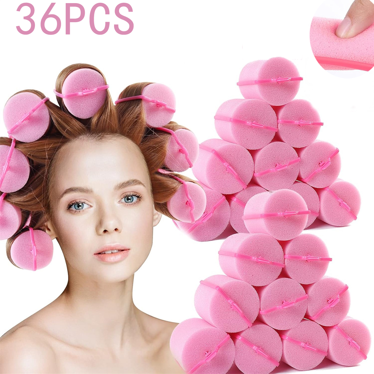 Wavy Sponge Tutuviw Sponge Curlers for Hair,36 Pcs Sponge Hair Rollers,Heatless ...