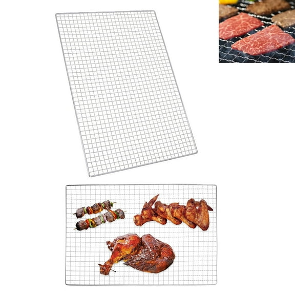 Tutuviw Stainless Steel BBQ Grill Mesh,11.8X15.7in Rectangular Grilling Wire Mesh, Outdoor Barbecue Rack,Baking Grill Grates Replacement,Barbecue Accessorie for Home Picnics Camping