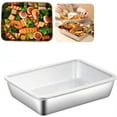 thumbnail image 1 of Tutuviw Stainless Steel Square Plate,Food Grade Stainless Steel Tray Rectangle Food Storage Box Container Easy Clean Metal Thickened Microwave Safe Oven Tray(No Lid), 1 of 7