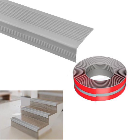 Tutuviw Stair Nosing,Self Adhesive Rubber Stair Edge Protector,Stair Steps Edge Guard Trim,Non-Slip Stair Edge Protector,for Indoor/Outdoor Stairs,Non-Slip and Waterproof (3Ft, Gray)