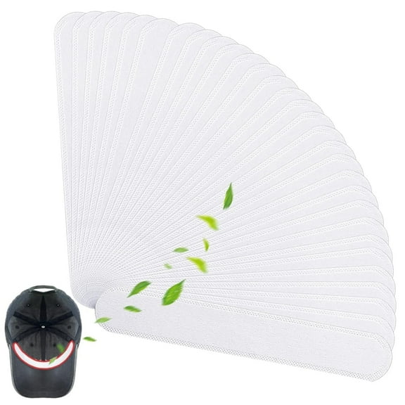 Tutuviw No Sweat Hat Liner,30Pcs Hat Sweat Liner,Golf Absorb Sweat Hat Pad,Sweat Liner for Shirt Collar Protection,Absorbent Sweat Hat Liners Sweat Protection for Women Men (White Hat Sweat Guard)