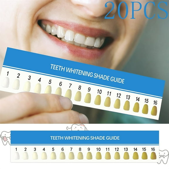Tutuviw Teeth Whitening Shade Guide,20 Pcs Teeth Whitening Shade Chart,Tooth Bleaching Guide,Porcelain Dental Teeth Color Cards,R16 Colors Multi-Purpose Teeth whitening Accessories Square Chart