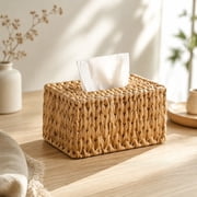 Tutuviw Tissue Box Cover Rectangle,Tissue Box Holder for Bathroom,Water Hyacinth Tissue Box Holder,Rattan Tissue Box Cover Facial Tissue Holder for Table,10.8" x 6.5" x 4.1"