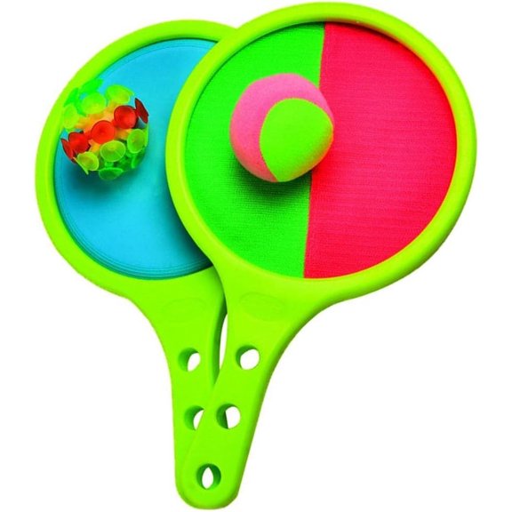 Tutuviw Toss Catch Ball Toy Set, Handheld Sticky & Suction Rackets Indoor Outdoor with 2 Paddle Balls and 2 Balls, Backyard Game Lawn Game Beach Toys for Kids Family (Green)