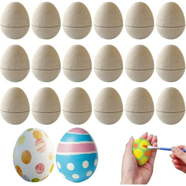 Tutuviw Unpainted Blank Easter Paper Eggs,3"x2"Durable Easter Eggs Empty,Cardboard Easter Eggs,Paint Your Own Paper Mache Eggs for Party Gifts Basket Filler Classroom Crafts (20Pcs,Khaki)
