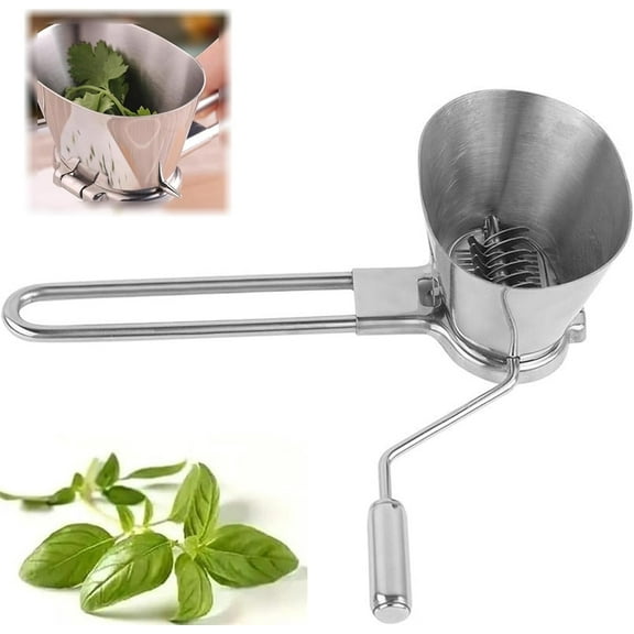 Tutuviw Vegetable Hand Rotary Chopper Stainless Steel Coriander Chopper,Parsley Chopper,Manual Herb Spice Mill Grater,Rotary Vegetable Grater,Vegetable Grinding Tools for Mint/Rosemary/Herb/Onion