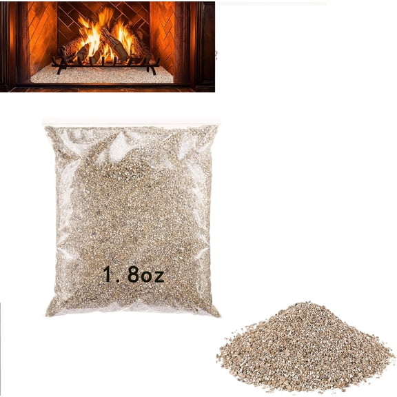 Tutuviw Vermiculite Granules for Gas Log Sets 1.8 oz Gas Fireplace Vermiculite Granules Ember Bed Material for Gas Log Sets, Natural Looking Fireplace Embers Gardening Vase Filler