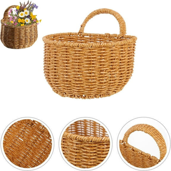 Tutuviw Wall Hanging Baskets Storage with Handle, Washable Decorative Basket, Woven Wall Hanging Basket, Kitchen Bin Hanging Basket Storage for Towels Magazines Toys Balcony Cabinet