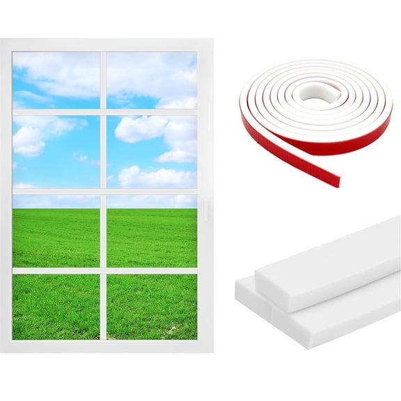 Tutuviw Window Grid Kit, 78.7in White Window Grille Inserts Self-Adhesive Peel and Paster Molding Trim for Walls, Flexible Window Mullions Decoration for Window Frames, Borders, Tiles