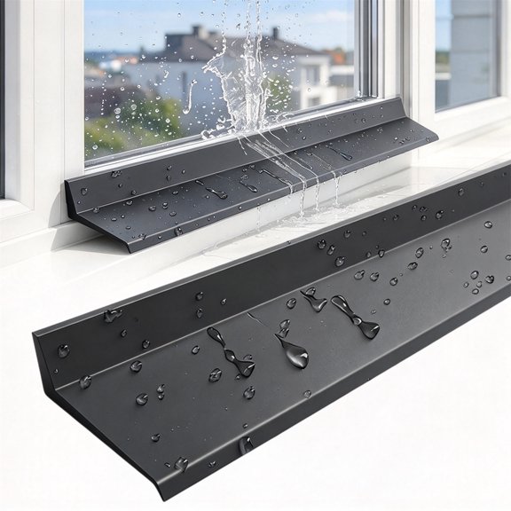 Tutuviw Window Rain Drip Guard Weather Stripping for Doors Window Sill Drain Strip Water Barrier Edge Strip 135 Angle Window Rain Deflector for Outdoor Window Water Diversion, 6.56ft, Black