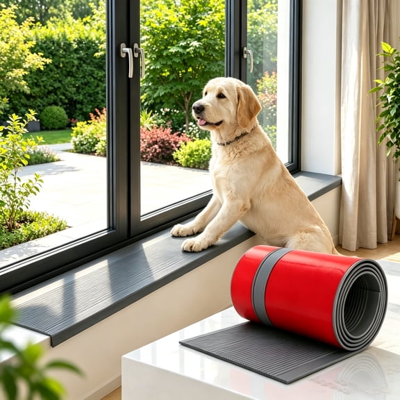 Tutuviw Window Sill Protector, Pet Scratch Guard, Self Adhesive Window Sill Cover, Rubber Anti Scracting from Dog Cats for Furniture Edge Protection, Stair Nosing & Stair Edge Trim (Gray, 39"5.6")