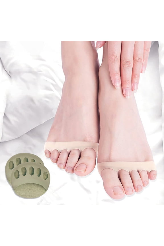 Women's Toe Pad Topper Liner Socks Sponge Cushion No Show Toeless Half Socks 1 Pair Soft Non-Skid Invisible Relief Pain Blister for High Heels Flats Boots Mules Sandal(1 Pair,Green)