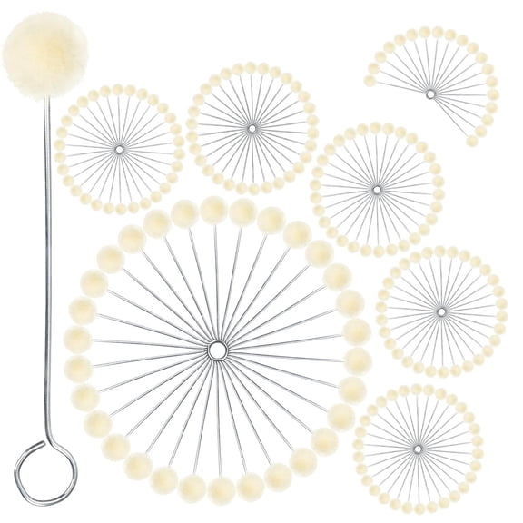 Tutuviw Wool Daubers,100 Pcs Wool Balls Brush,Leather Dye Tool with Metal Handle,Wool Applicator Ball Brush,Leather Craft Sponge Daubers Leathercraft Tools for DIY Crafts Projects Shoe Polish Dying