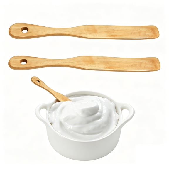 Tutuviw Teak Wooden Spurtle for Sourdough Starter, Spreading, Baking, Mixing Stirring Stick, Reaching Bottom of Jar, Scraper Kitchen Utensils for Cooking Bread, Dough Whisk, 2 Pack