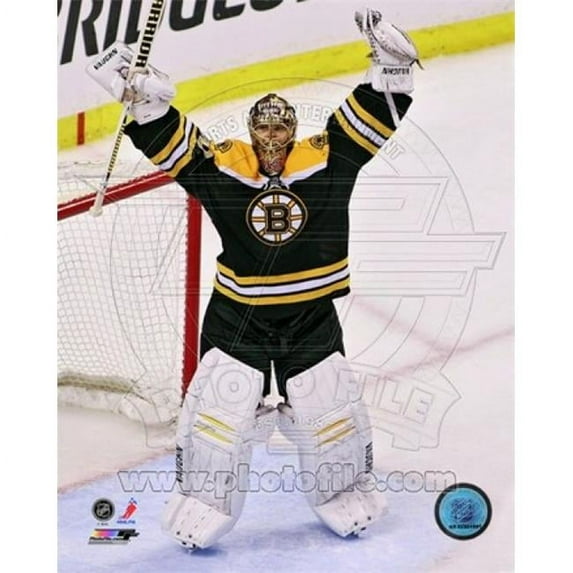Tuukka Rask celebrates winning the 2013 Eastern Conference Finals Sports Photo - 8 x 10