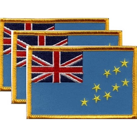 Tuvalu Flag Patch, Embroidered Iron On or Sew On, Measures 3.50" x 2.25"