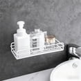 thumbnail image 1 of Tuvgenk 10x4 inch Wall Mounted Shelf No Drill Rectangular Multipurpose Bathroom Kitchen Organizer White Iron Space-Saving Sturdy for Toiletry Kitchen, 1 of 6