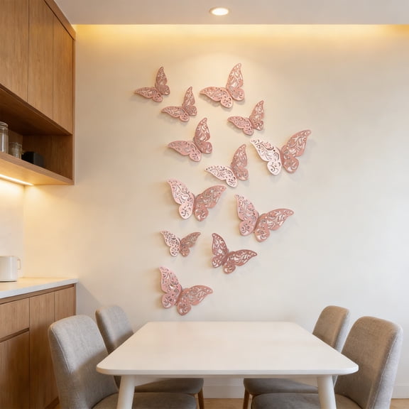 Tuvgenk 12 Piece 3D Butterfly Wall Sticker Set Removable Metallic Decals for Home Wall Party and Space Decor