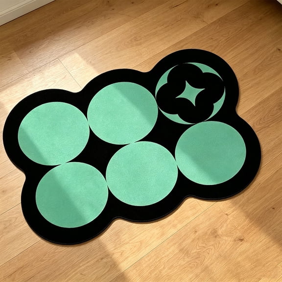 Tuvgenk 15.7x23.6in Area Rugs Washable Carpet Rubber Alien Non Slip Circle Multicolor Sturdy