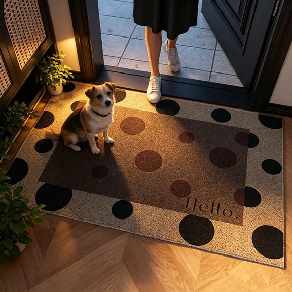 Tuvgenk 15.7x23.6in Floor Mats & Doormats Washable Indoor Outdoor Rugs PVC Rectangle Dots Multicolor Non Slip Durable