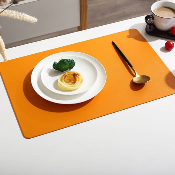 Tuvgenk Wipeable Table Mat Non Slip 17''×12'' Pu Placemat Waterproof Yellow Stain Resistant for Coffee Office Table Outdoor Party Decor