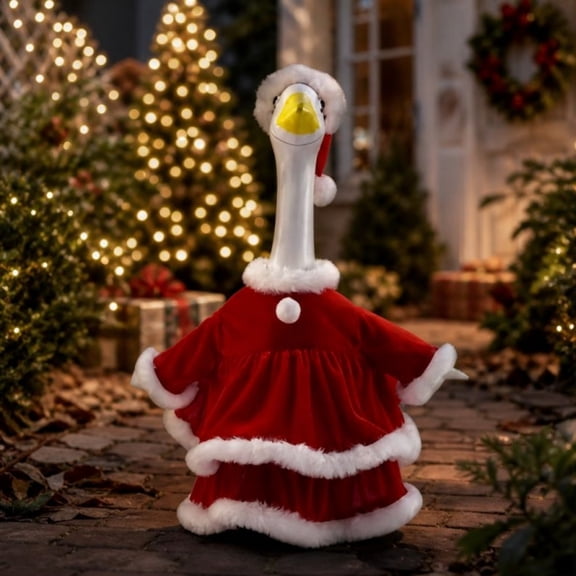 Tuvgenk 17 inch porch goose outfit sets Christmas 23 inch goose clothes Fade-resistant Red Flock plastic goose Costume christmas decorations for Home Outdoor