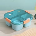 thumbnail image 1 of Tuvgenk 3-Compartment Plastic Lunch Box,Meal Prep Containers with Leakproof Seal,Microwave Safe Bento Box with 1100ml Capacity,Sky Blue, 1 of 6
