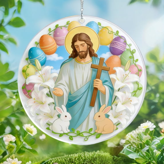 Tuvgenk 3" Jesus Decor for Easter Decor Plastic Colorful Easter Eggs Decorations Jesus Gifts for Women