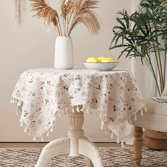 Tuvgenk 35.43 X 35.43 Inches Round Tablecloth Multicolor 60%Cotton,40%Linen Tablecloth Floral Soft