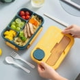 thumbnail image 1 of Tuvgenk 4-Compartment Lunch Box,Large Meal Prep Containers with Utensils,Bento Box for Adults,Leak-Proof Microwave Safe,Yellow, 1 of 6
