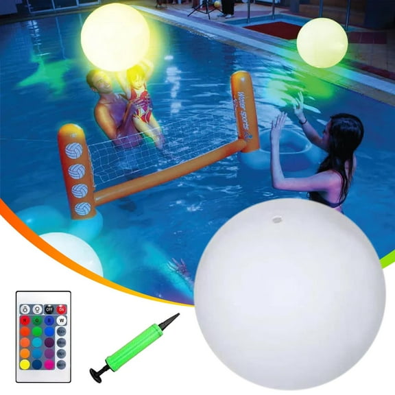 Tuvgenk 4 Pack LED Inflatable Beach Ball Set 16 Inch with Remote Control 16 Colors for Pool Party Night Glow Fun