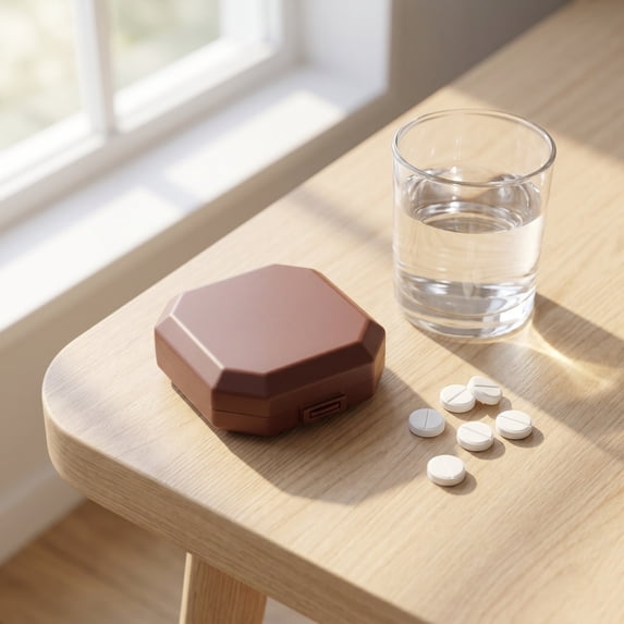 Tuvgenk 6 Grid Octagonal Pill Case, Waterproof & Drop-Resistant Vitamin Organizer for Travel, Office, and Home