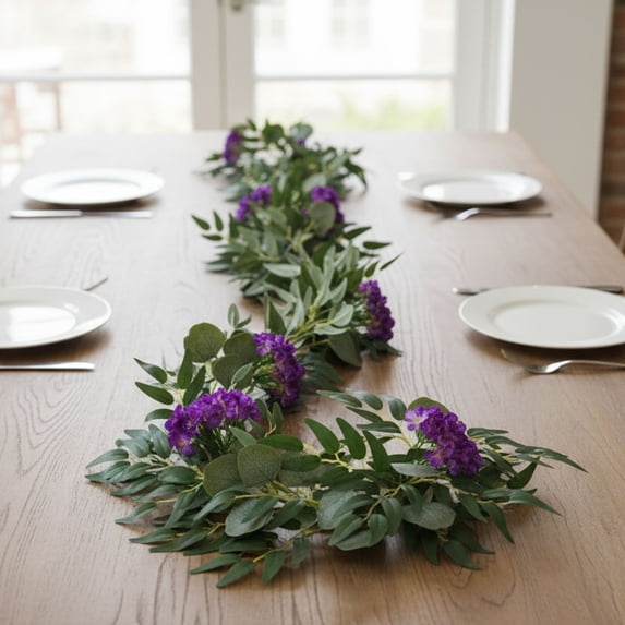 Tuvgenk 6FT Purple Wisteria Garland, Fake Flower Vine Plastic Garland for Indoor Outdoor Use, Perfect for Home Porch Fireplace Mantle Wall Art Decoration